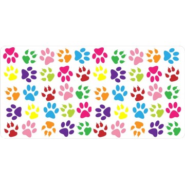 Colorful Paw Prints Photo License Plate